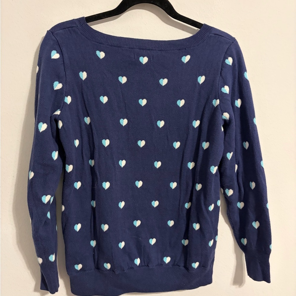 GAP Navy Sweater with Heart Pattern Gap Women's Pullover Classic Sweater Size‎ M - Picture 4 of 7
